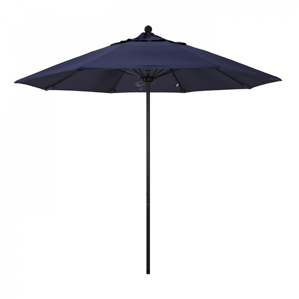 California Umbrella 9' Black Aluminum Market Patio Umbrella, Sunbrella Navy 194061335321 - main